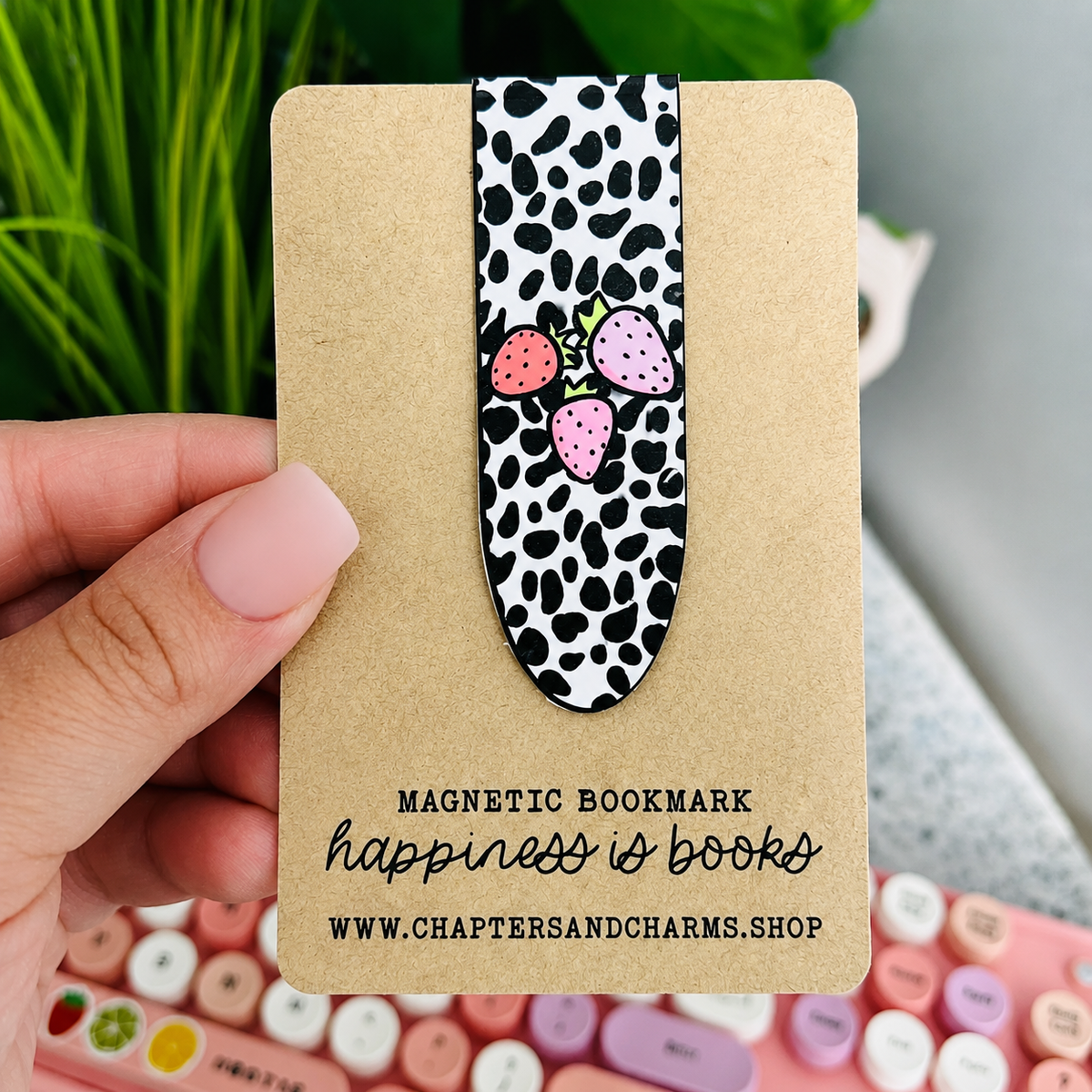 Speckled Strawberry Patch Magnetic Bookmark